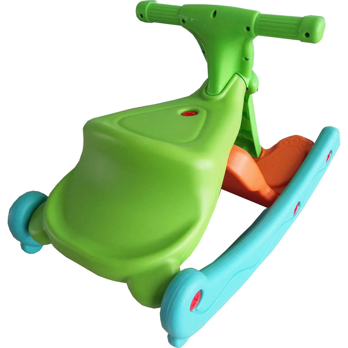 GAME POWER - Silla y Caballo Mecedor 2 en 1 Infantil Verde, Celeste y Naranjo Desde 2 años
