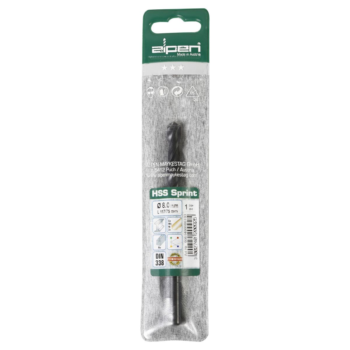 ALPEN - Broca HSS para metal 8x117 mm