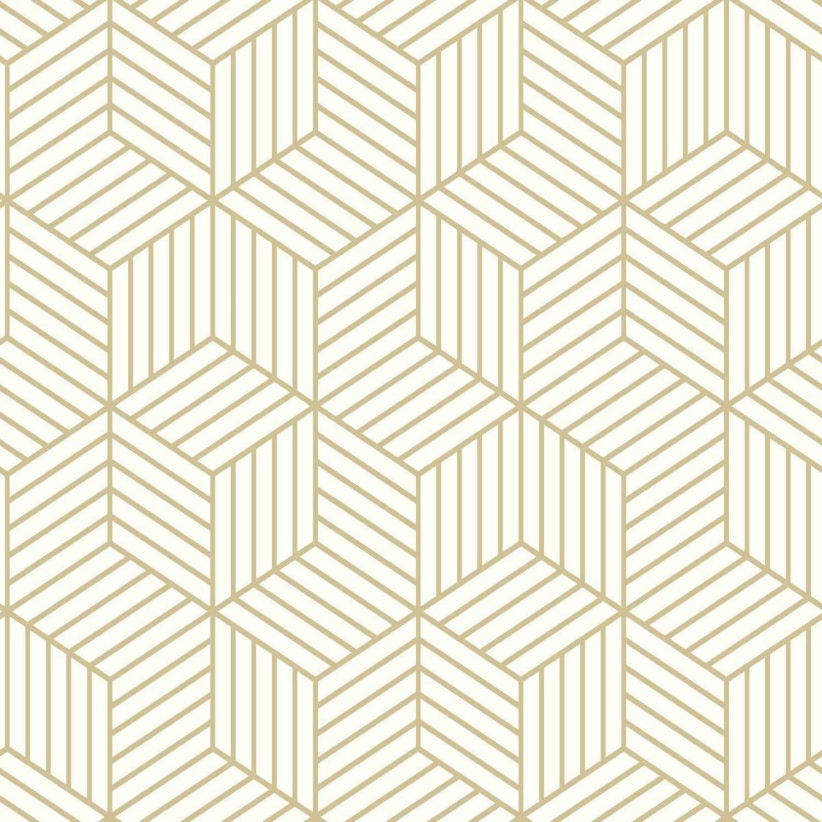 ROOMMATES - Rollos Adhesivo Reutilizables Hexágonos Dorados 52X503 cm