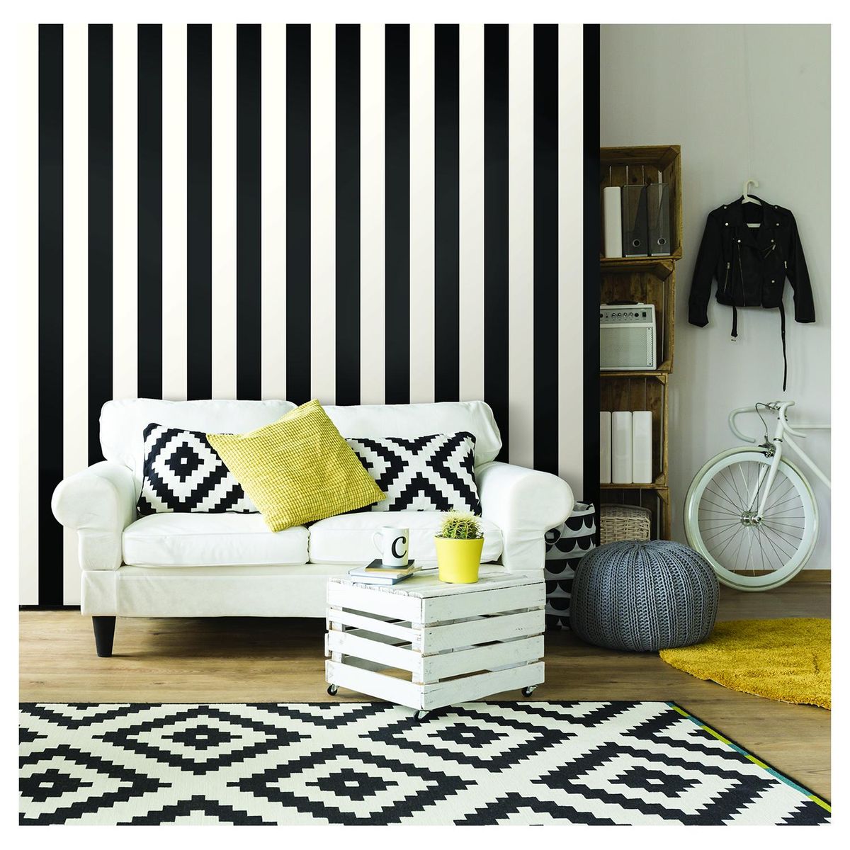 ROOMMATES - Rollos Adhesivo Reutilizables Rayas Negras 52X503 cm