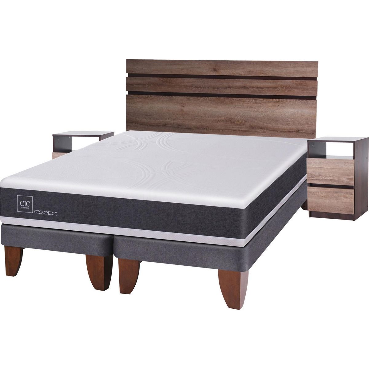 CIC - Cama Europea New Ortopedic 2 plazas BD + muebles