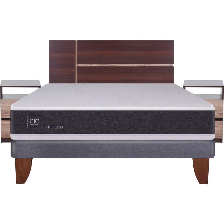 CIC Cama Europea New Ortopedic 2 Plazas Bn + Muebles