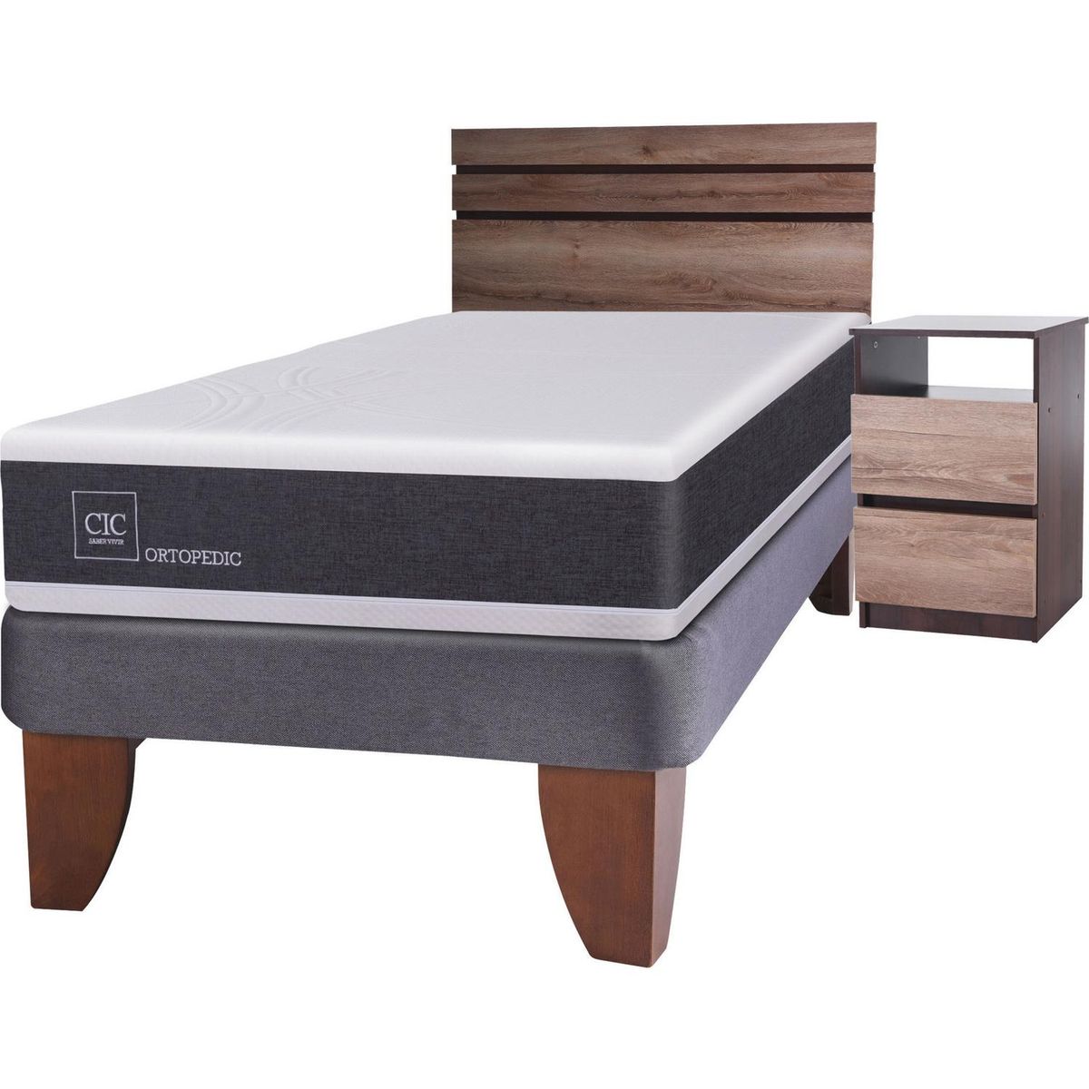 CIC - Cama Europea New Ortopedic 1.5 plazas + muebles