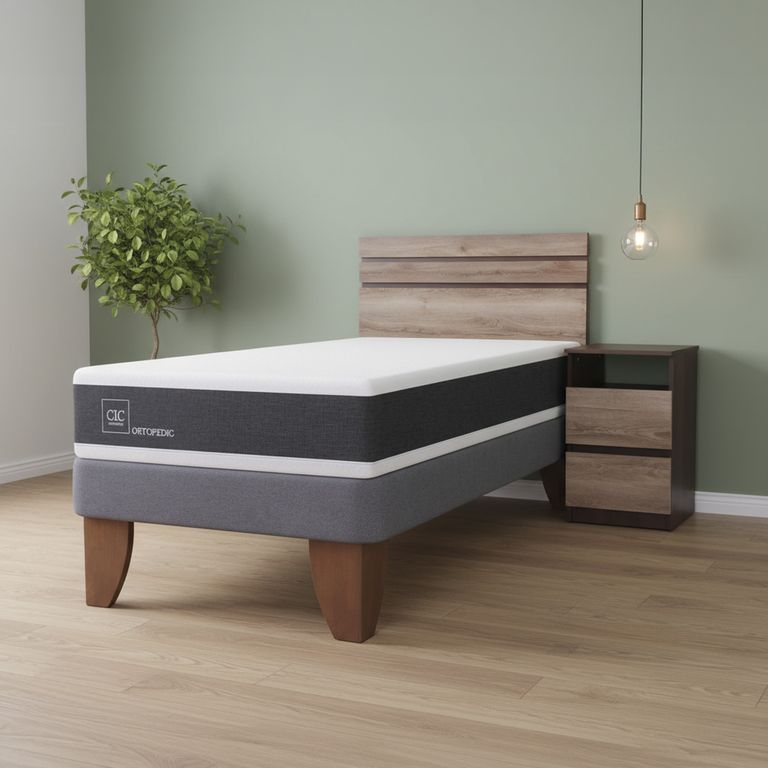 Cama Europea New Ortopedic 1.5 Plazas + Muebles