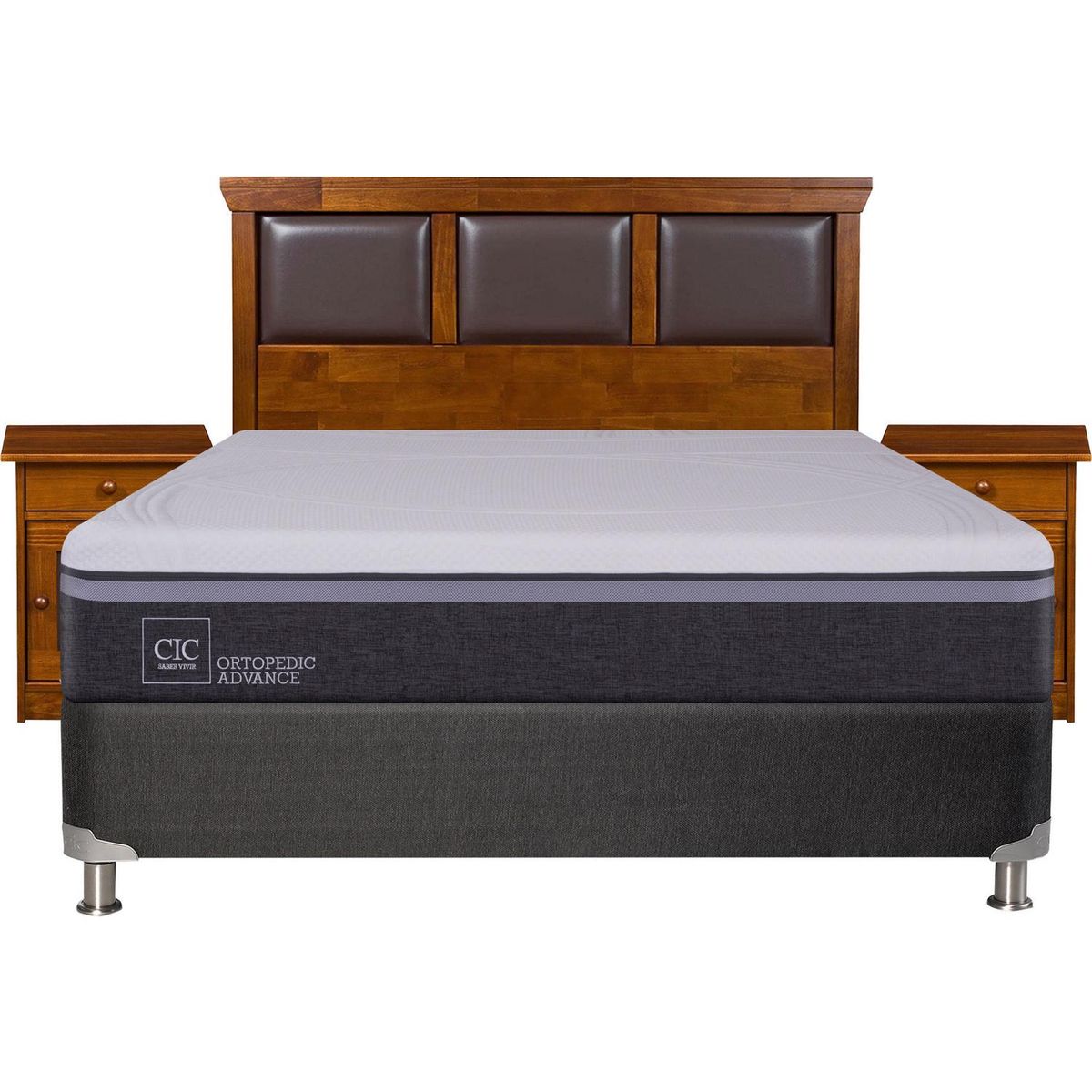 CIC - Box Spring Ortopedic Advance 2 Plazas Bn + Muebles