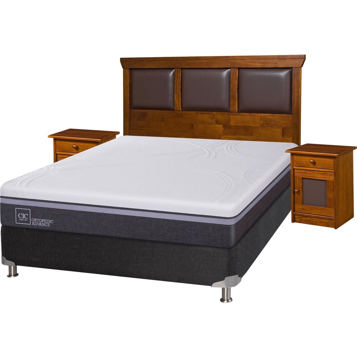 CIC - Box Spring Ortopedic Advance 2 Plazas Bn + Muebles