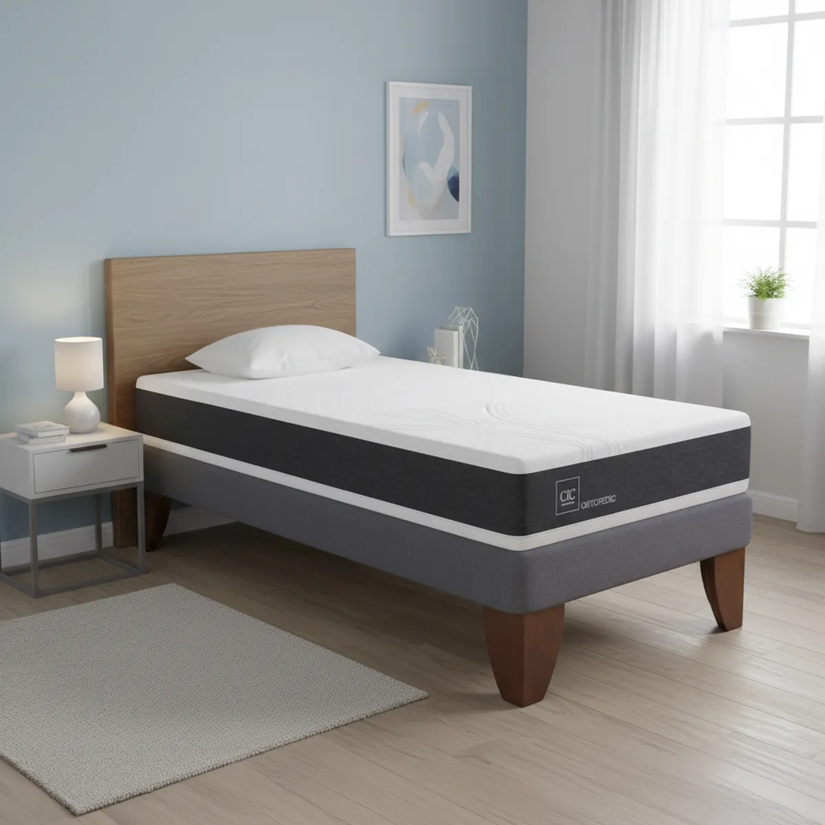 CIC - Cama Europea New Ortopedic 1 Plaza + Almohada