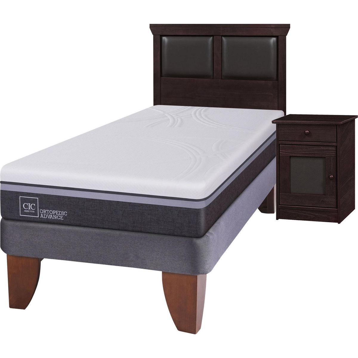 CIC - Cama Europea Ortopedic Advance 1.5 Plazas + Muebles