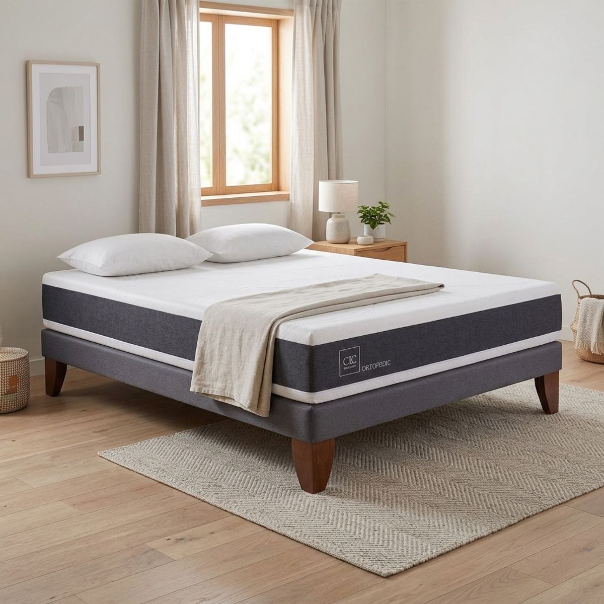Cama Europea New Ortopedic 2 Plazas Bn + 2 Almohadas, marca CIC - Foto 2