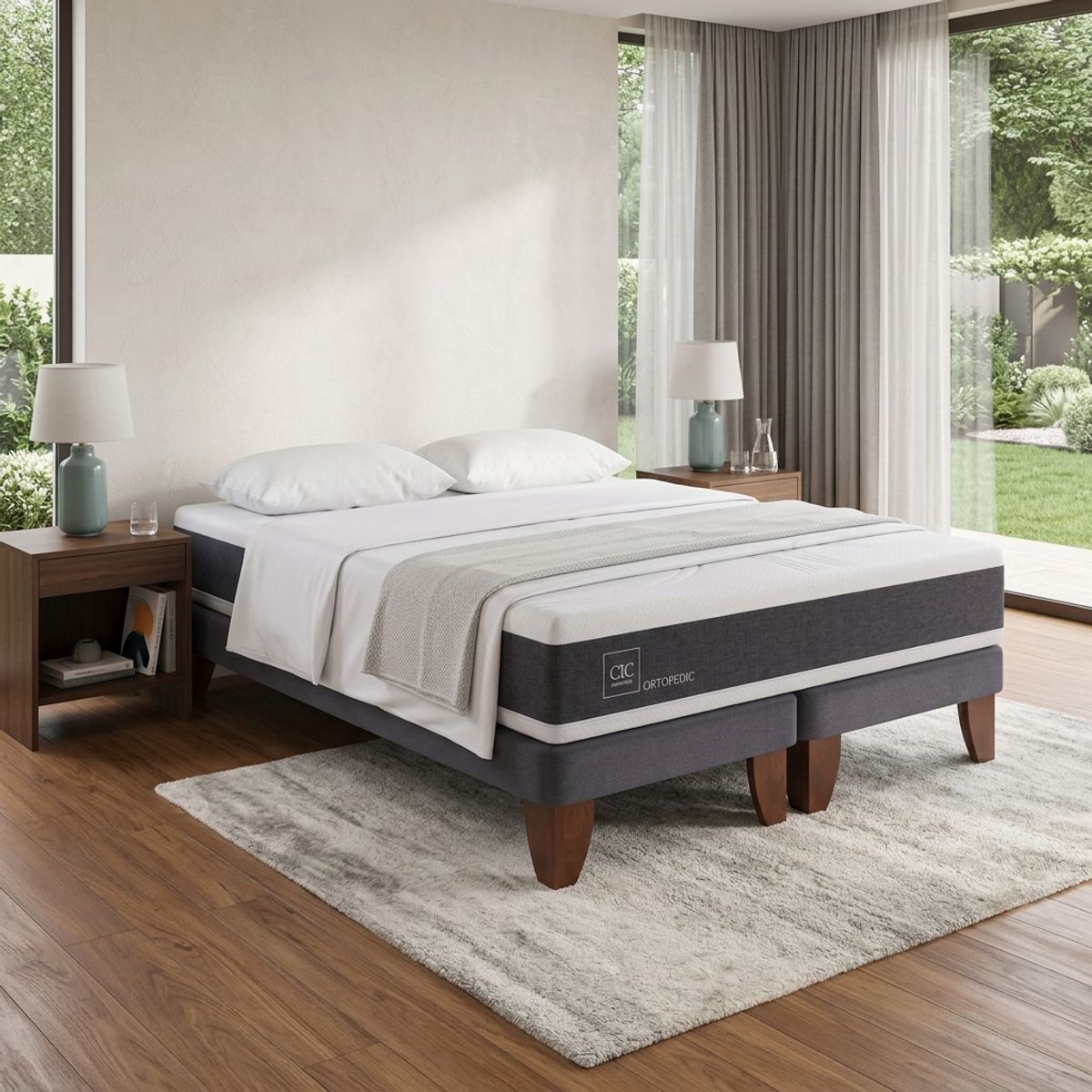 CIC - Cama Europea New Ortopedic King + 2 Almohadas