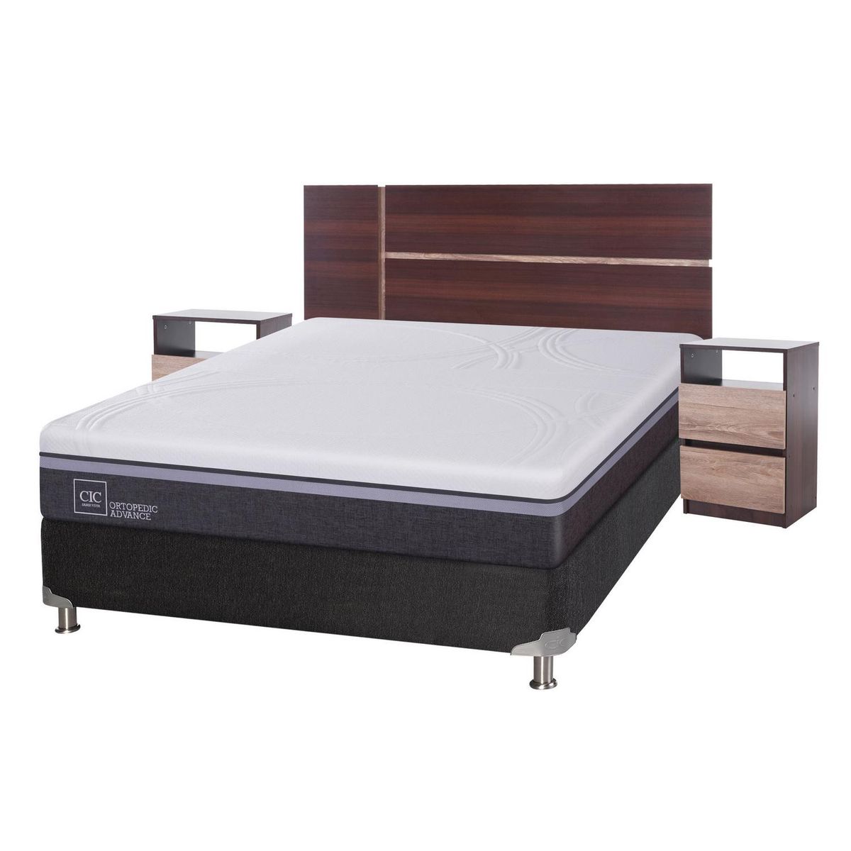 CIC - Box Spring Ortopedic Advance 2 plazas BN + muebles