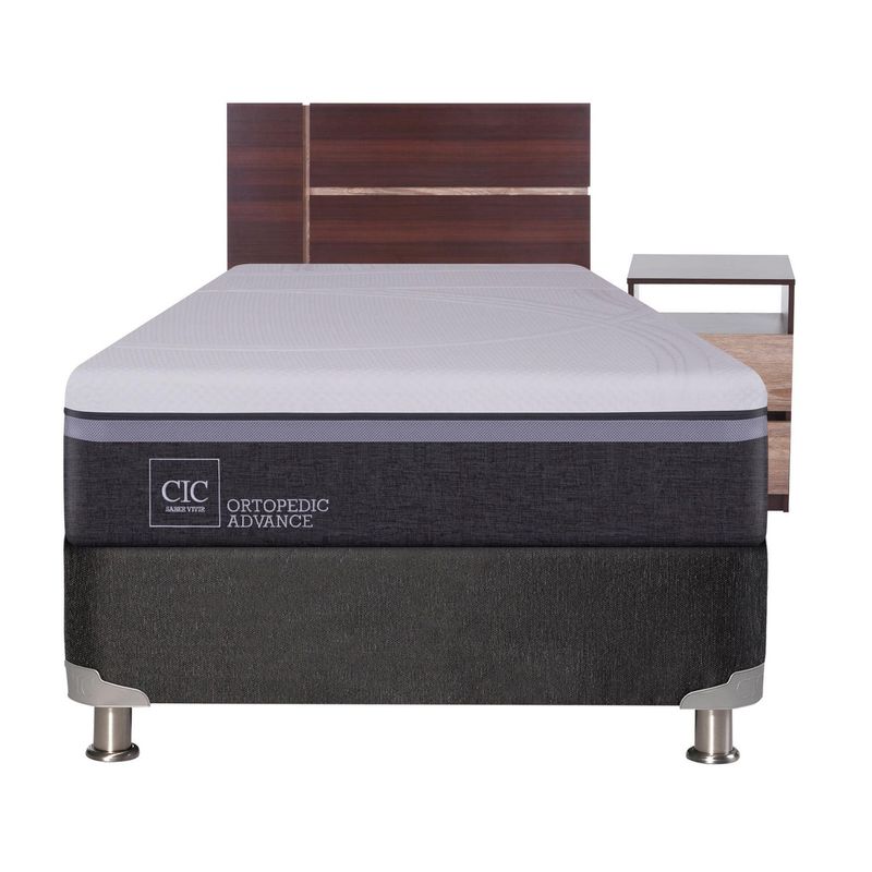CIC - Box Spring Ortopedic Advance 1.5 plazas BN + muebles