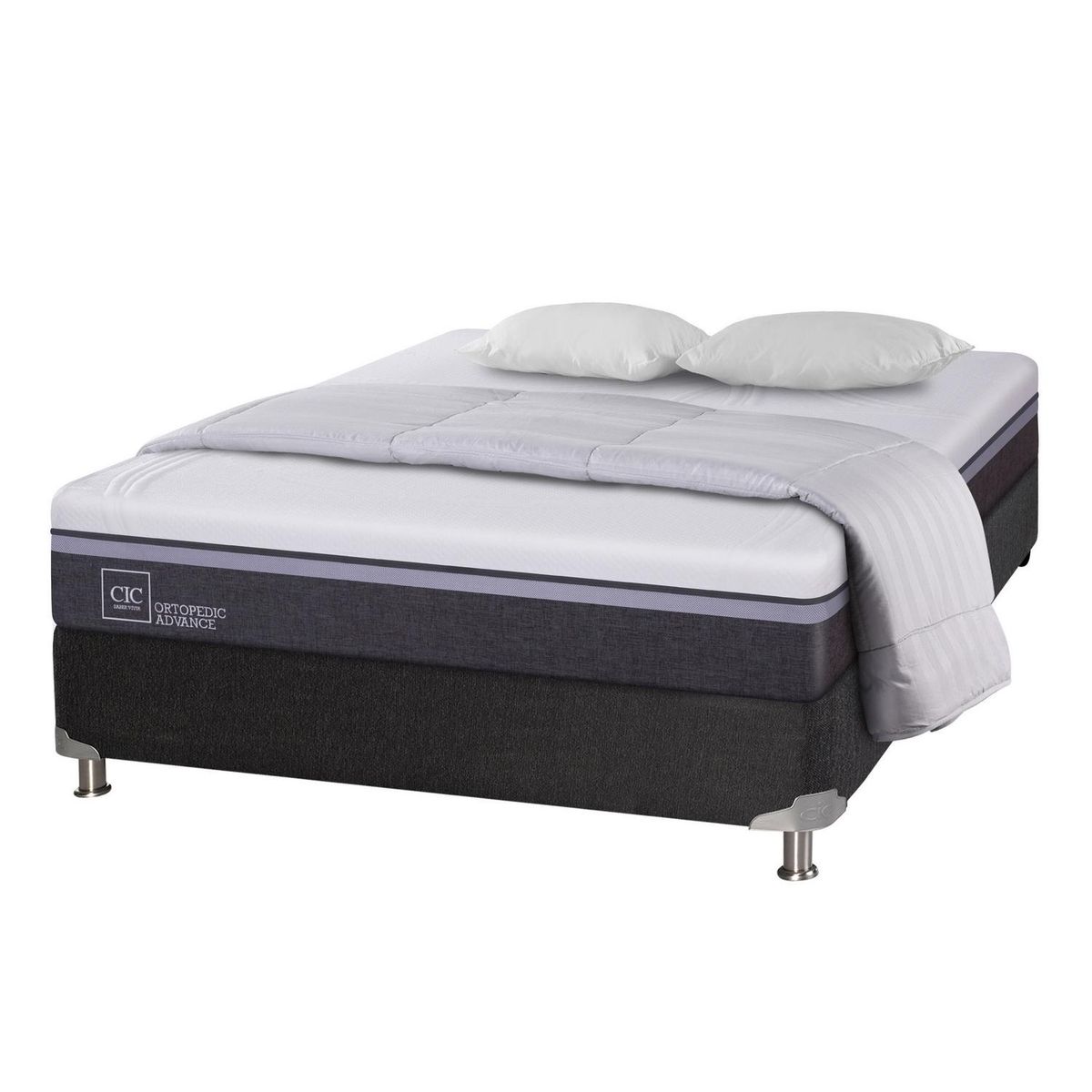 CIC - Box Spring Ortopedic Advance 2 plazas BN + 2 almohadas + plumón