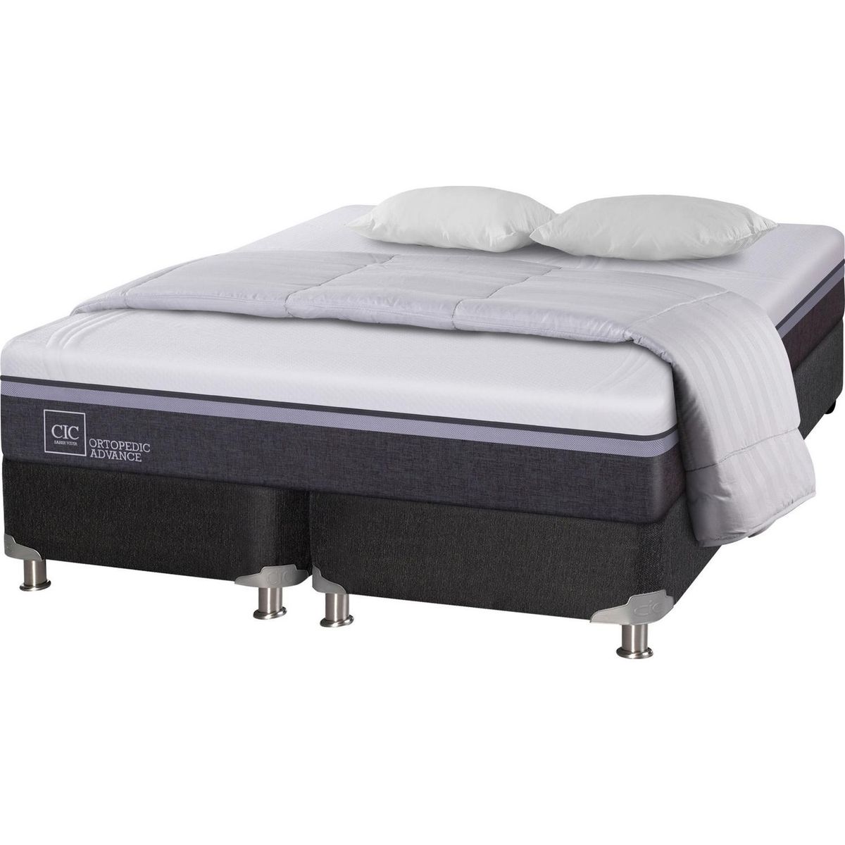 CIC - Box Spring Ortopedic Advance 2 plazas BD + 2 almohadas + plumón