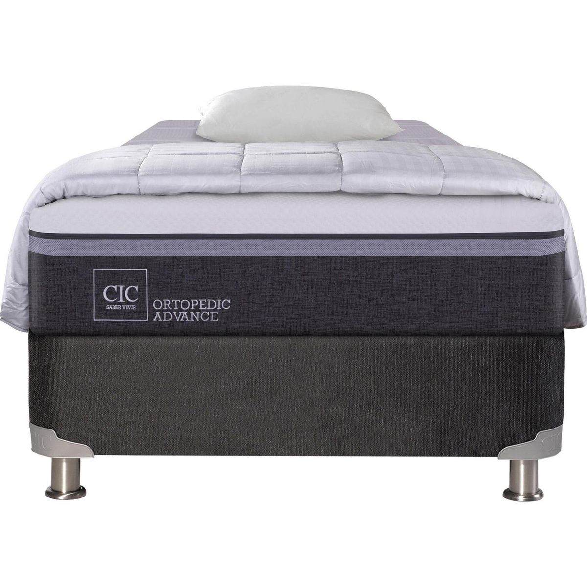CIC - Box Spring Ortopedic Advance 1.5 plazas + almohada + plumón