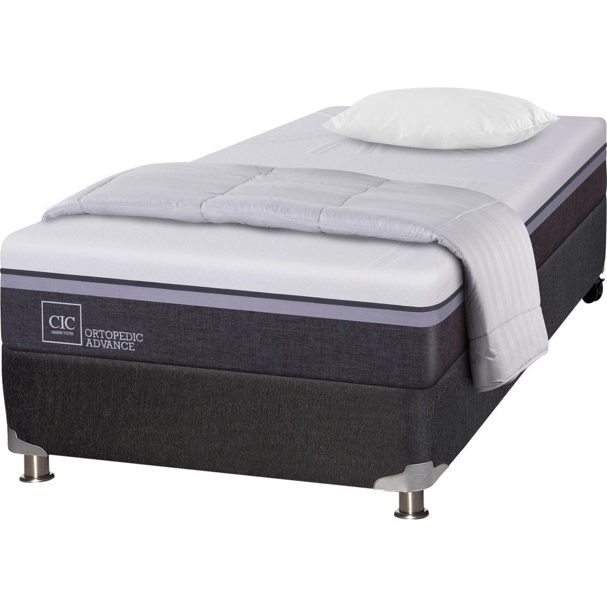CIC - Box Spring Ortopedic Advance 1.5 plazas + almohada + plumón