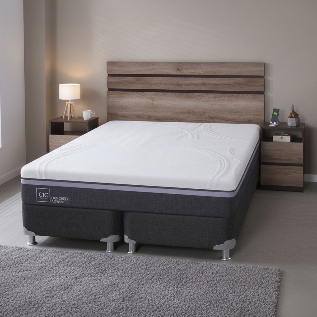 CIC - Box Spring Ortopedic Advance 2 Plazas Bd + Muebles