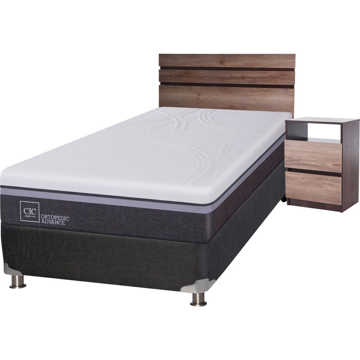 CIC - Box Spring Ortopedic Advance 1.5 plazas + muebles