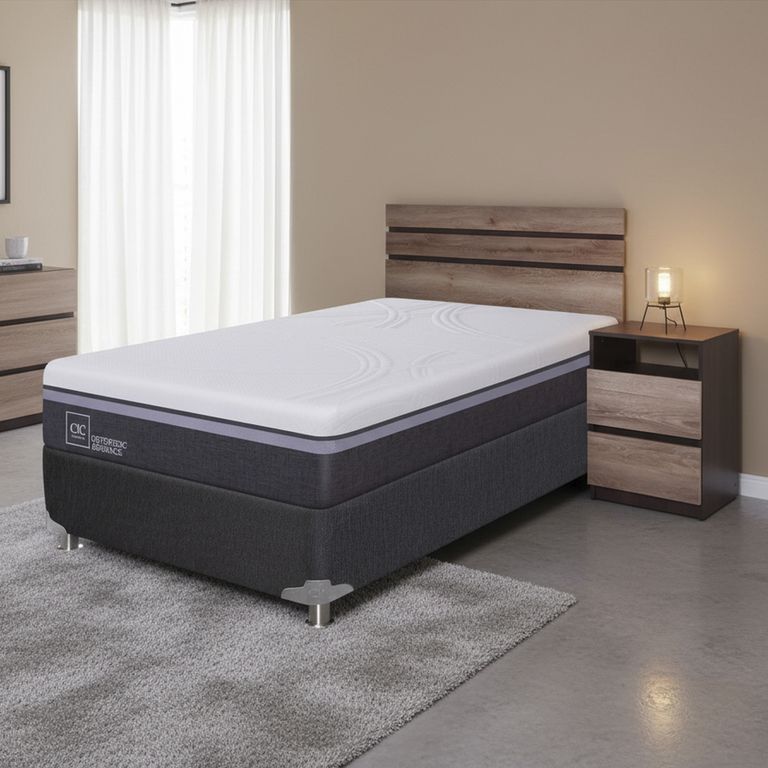 CIC Box Spring Ortopedic Advance 1.5 Plazas + Muebles
