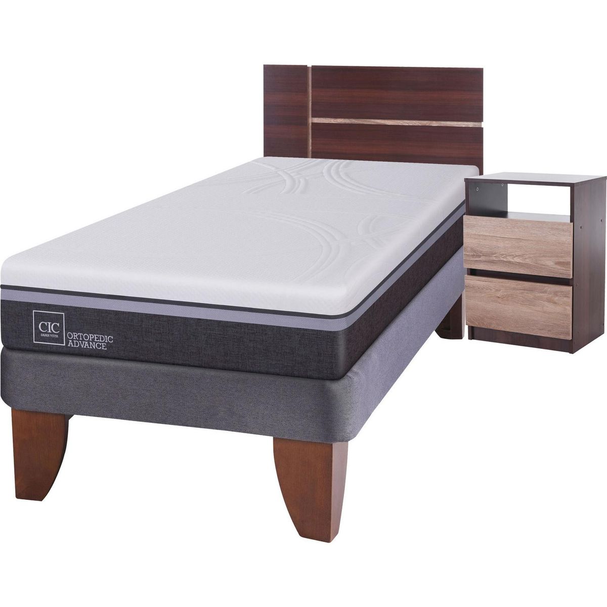 CIC - Cama Europea Ortopedic Advance 1.5 plazas + muebles