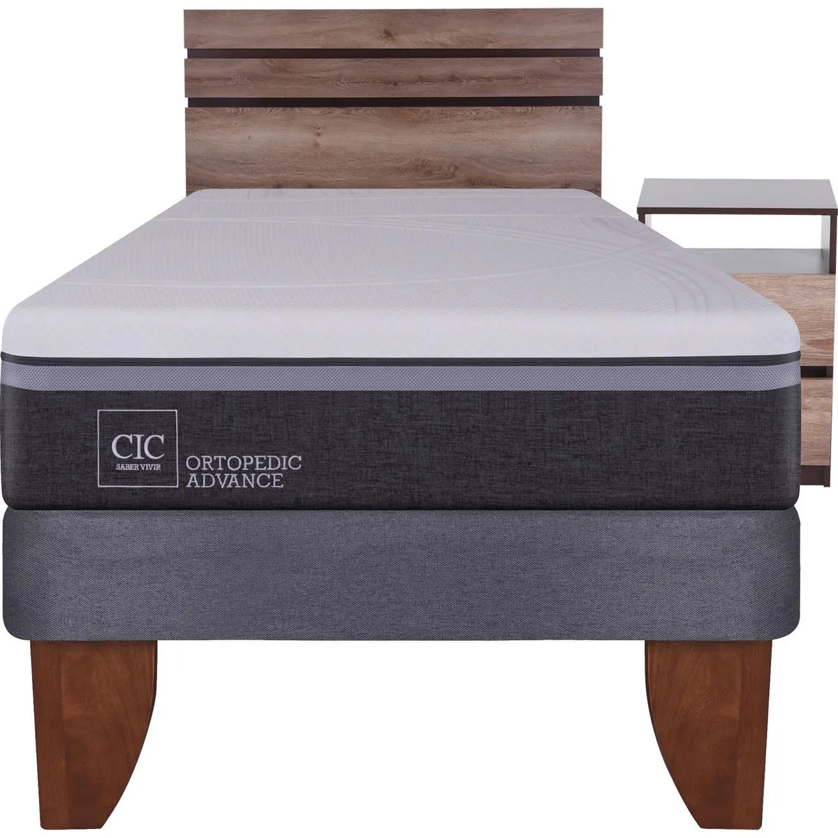 CIC - Cama Europea Ortopedic Advance 1.5 Plazas + Muebles