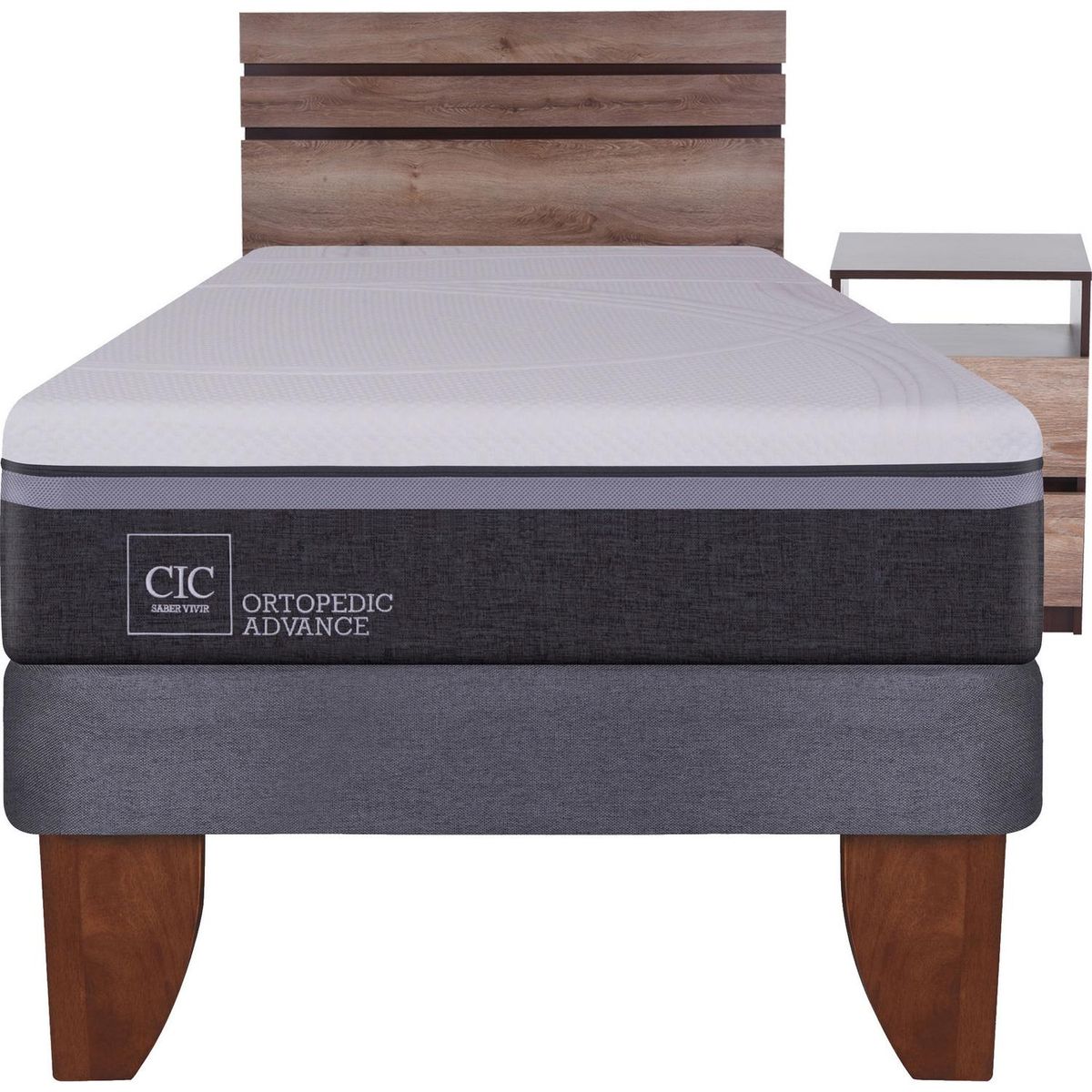 CIC - Cama Europea Ortopedic Advance 1.5 Plazas + Muebles