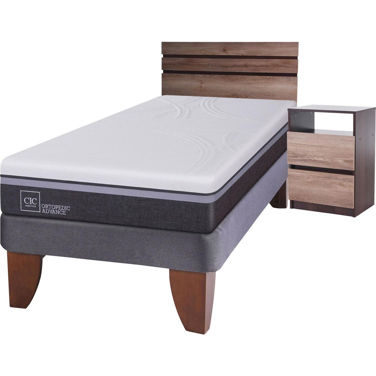 CIC - Cama Europea Ortopedic Advance 1.5 Plazas + Muebles