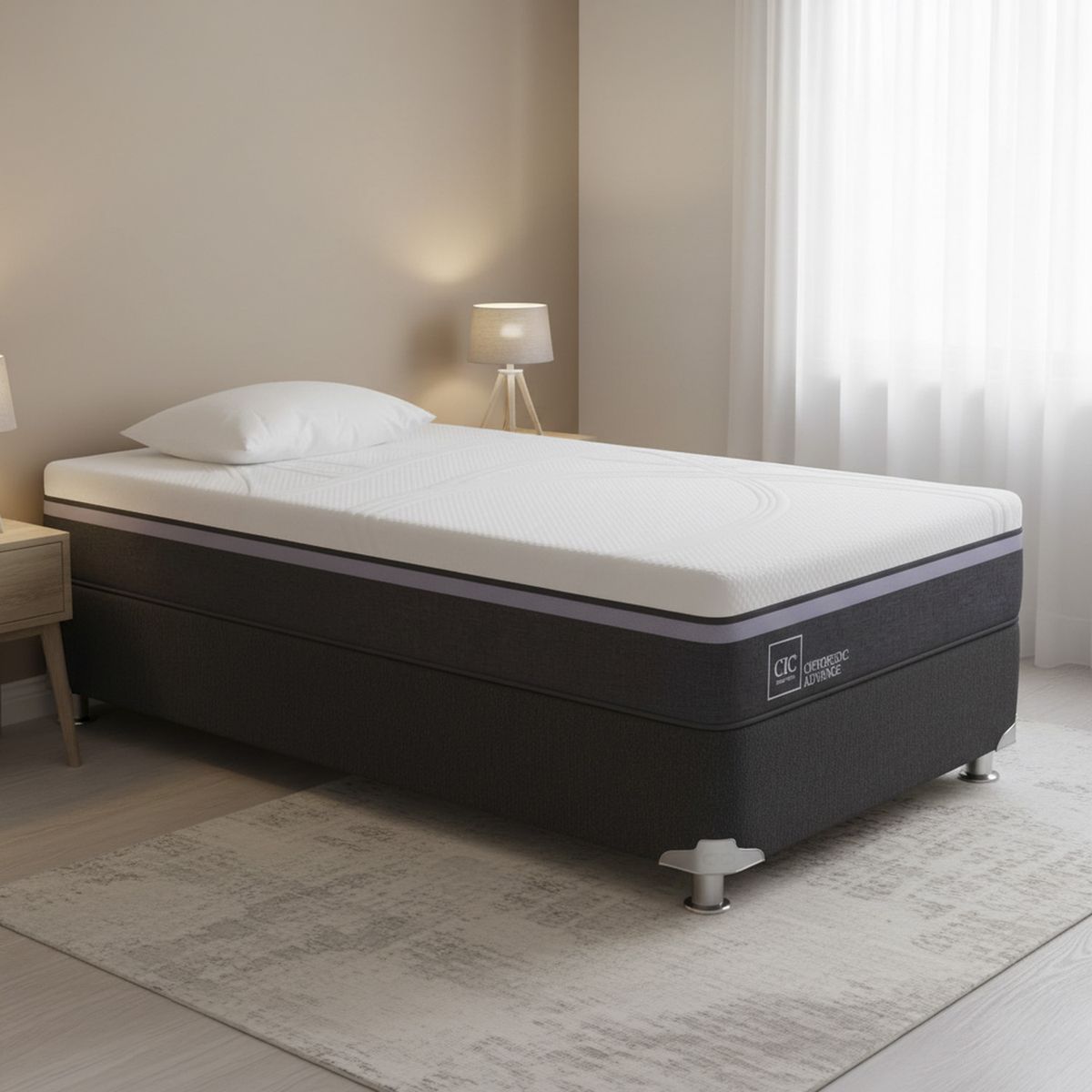 CIC - Box Spring Ortopedic Advance 1.5 Plazas Bn + Almohada