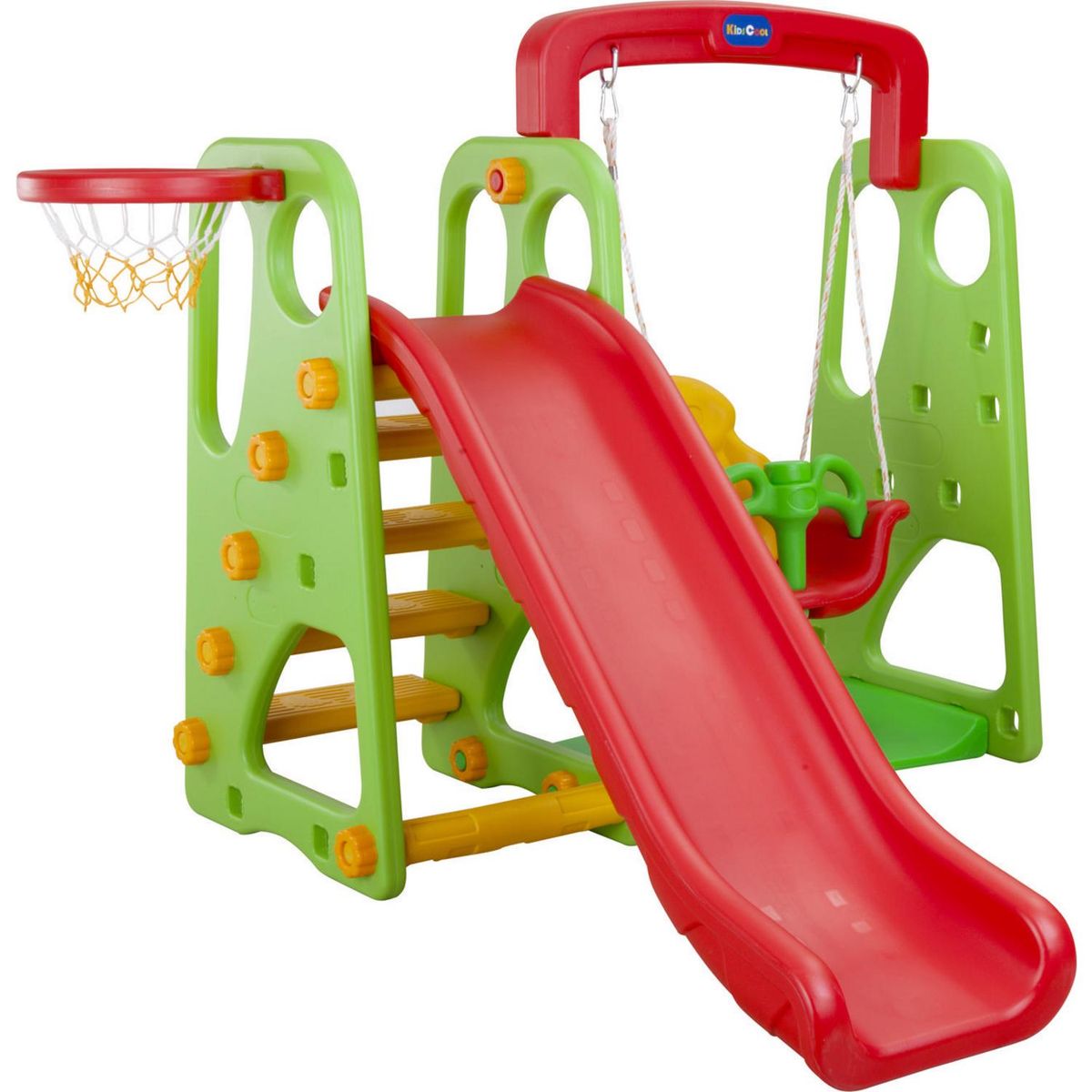 KIDSCOOL - Columpio, resbalin y aro 3 X1 verde