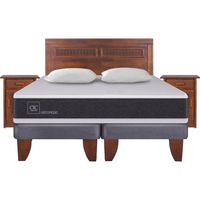 Cama Europea New Ortopedic 2 Plazas Bd + Muebles + 2 Almohadas