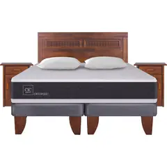 CIC - Cama Europea New Ortopedic 2 plazas BD + muebles + 2 almohadas