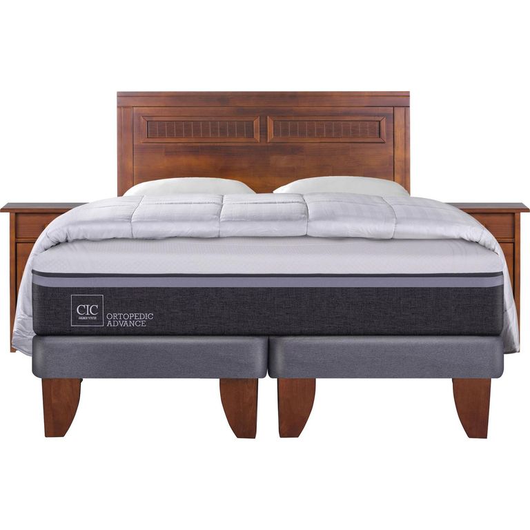 Cama Europea Ortopedic Advance King + Muebles + Plumón + 2 Almohadas