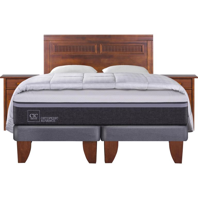 Cama Europea Ortopedic Advance King + Muebles + Plumón + 2 Almohadas