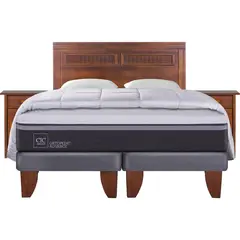 CIC - Cama Europea Ortopedic Advance King + muebles + plumón + 2 almohadas