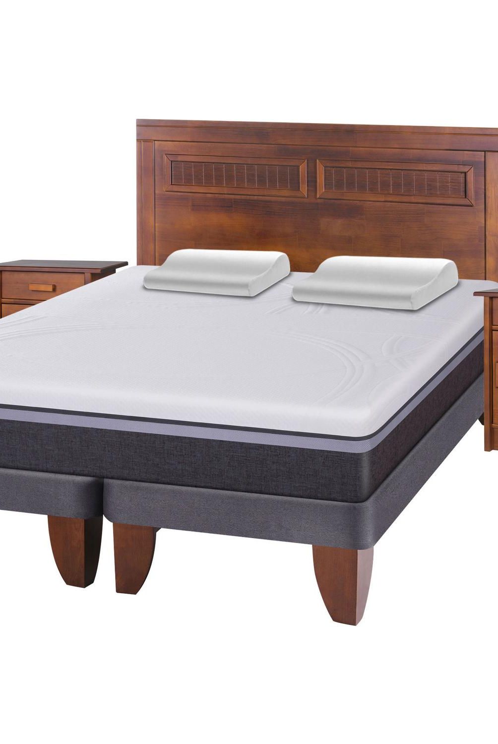 CIC - Cama Europea Ortopedic Advance King  + muebles + 2 almohadas