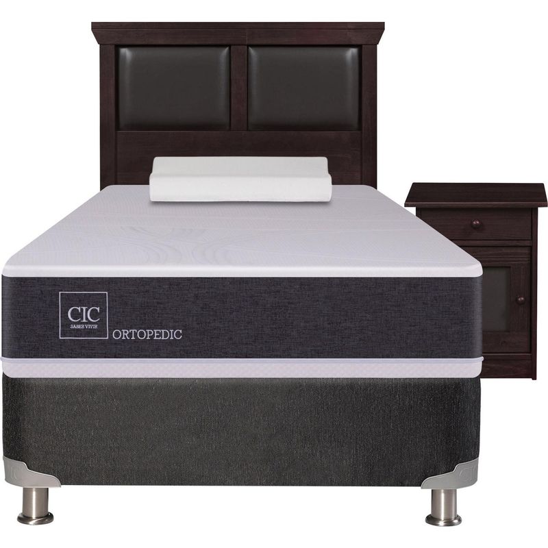CIC - Box spring Ortopedic B5 Black 1.5 plazas  + Muebles