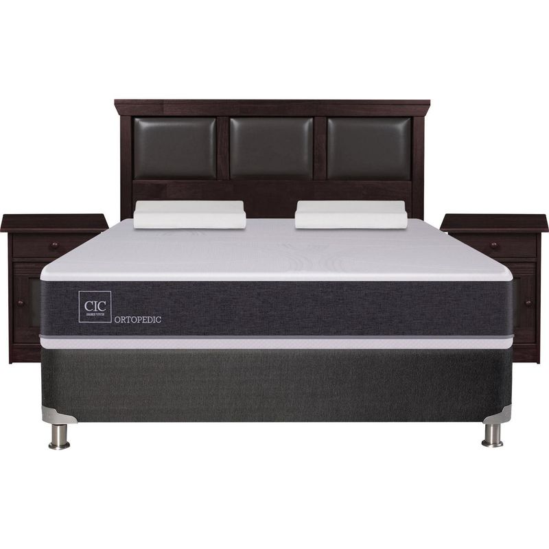 CIC - Box Spring New Ortopedic 2 plazas BN + muebles + 2 almohadas