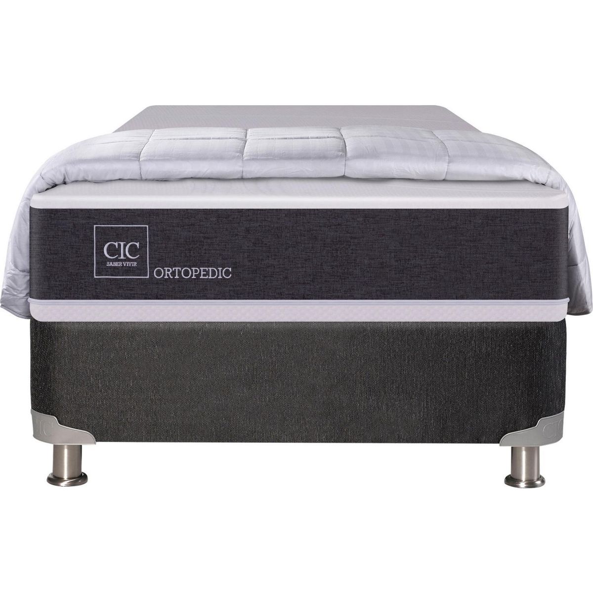 CIC - Box Spring New Ortopedic 1.5 plazas BN + plumón