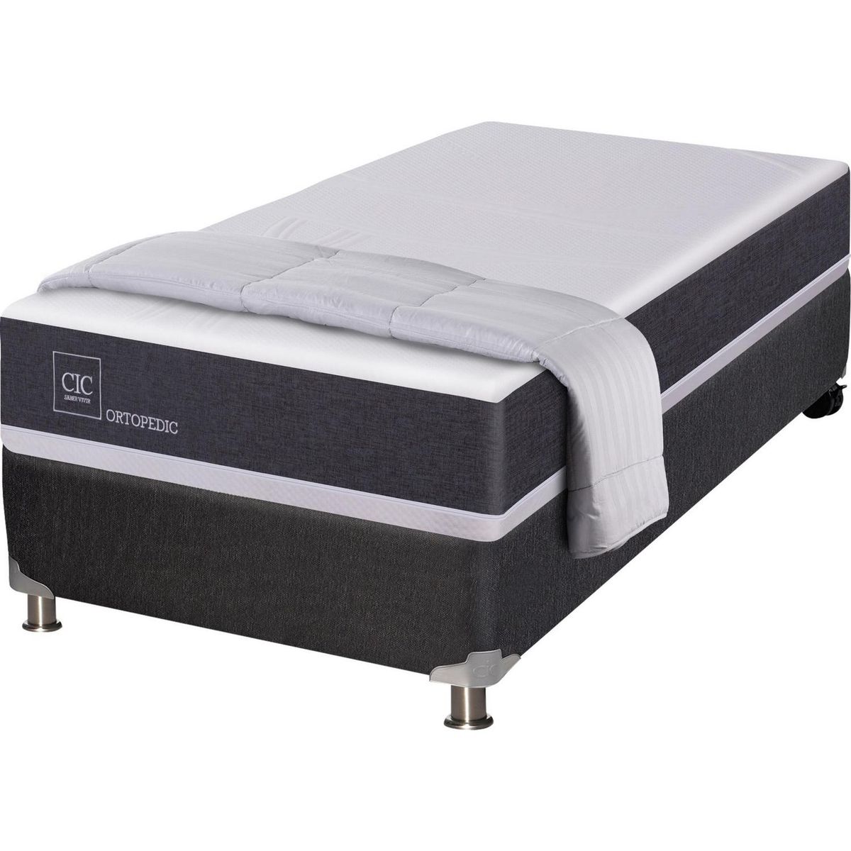 CIC - Box Spring New Ortopedic 1.5 plazas BN + plumón