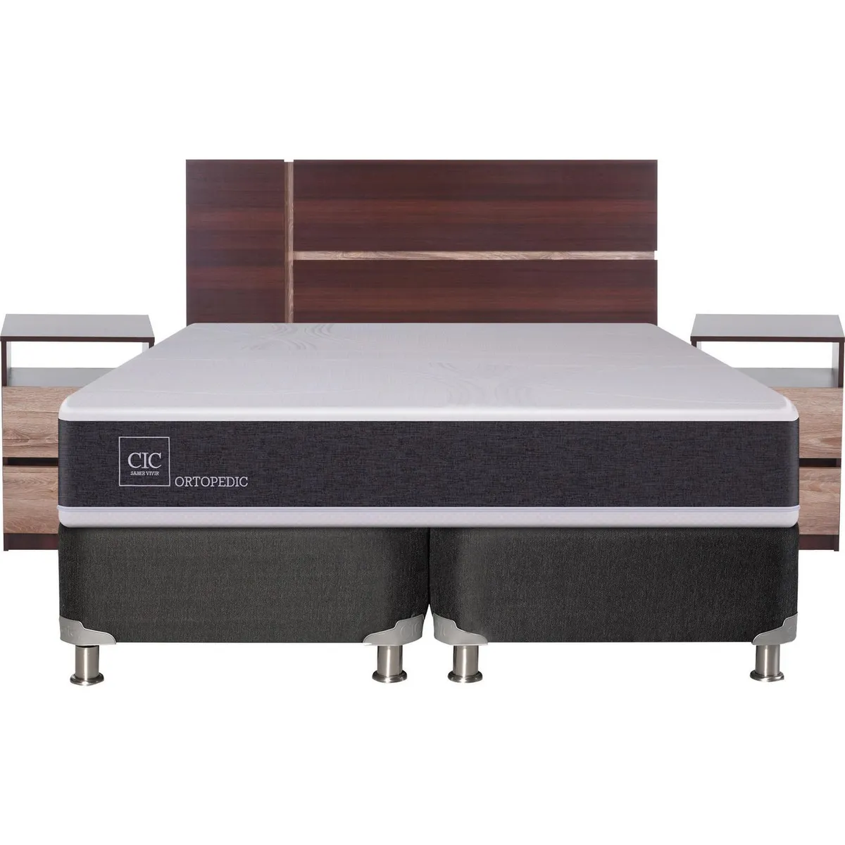 CIC - Box Spring New Ortopedic 2 plazas BD + muebles