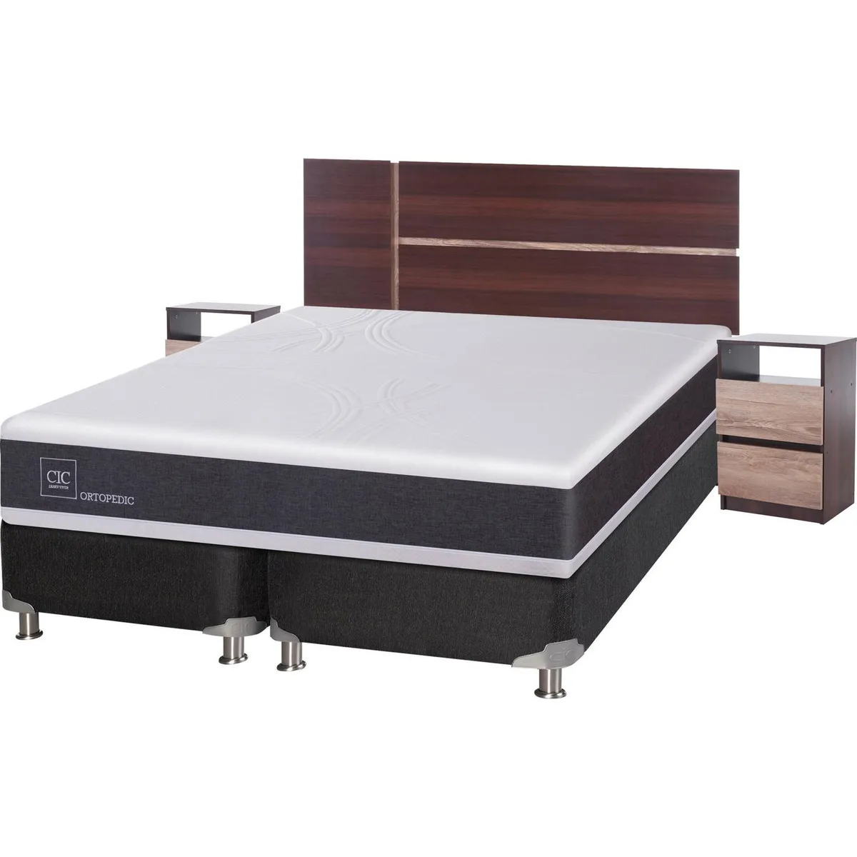 CIC - Box Spring New Ortopedic 2 plazas BD + muebles