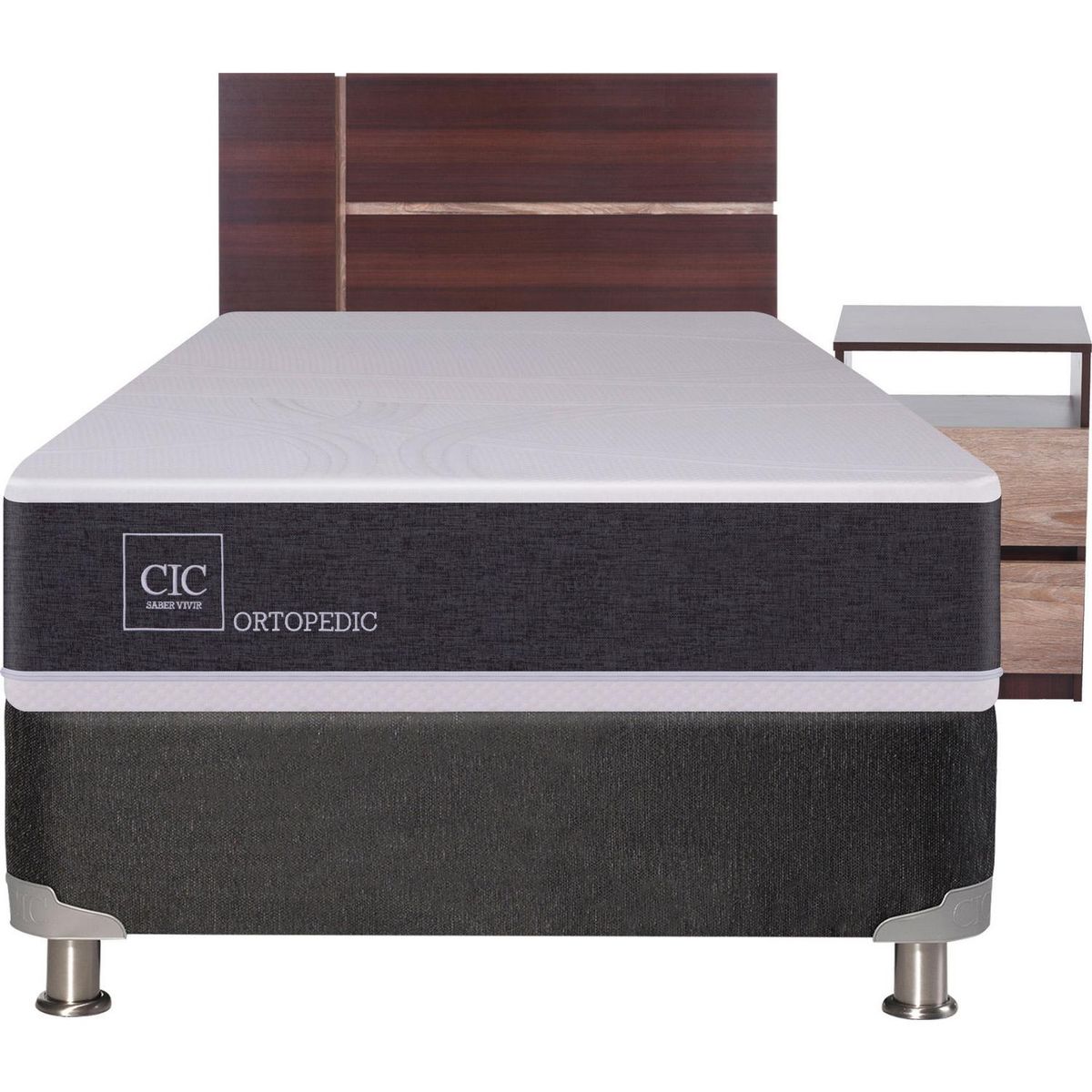CIC - Box Spring New Ortopedic 1.5 plazas + muebles