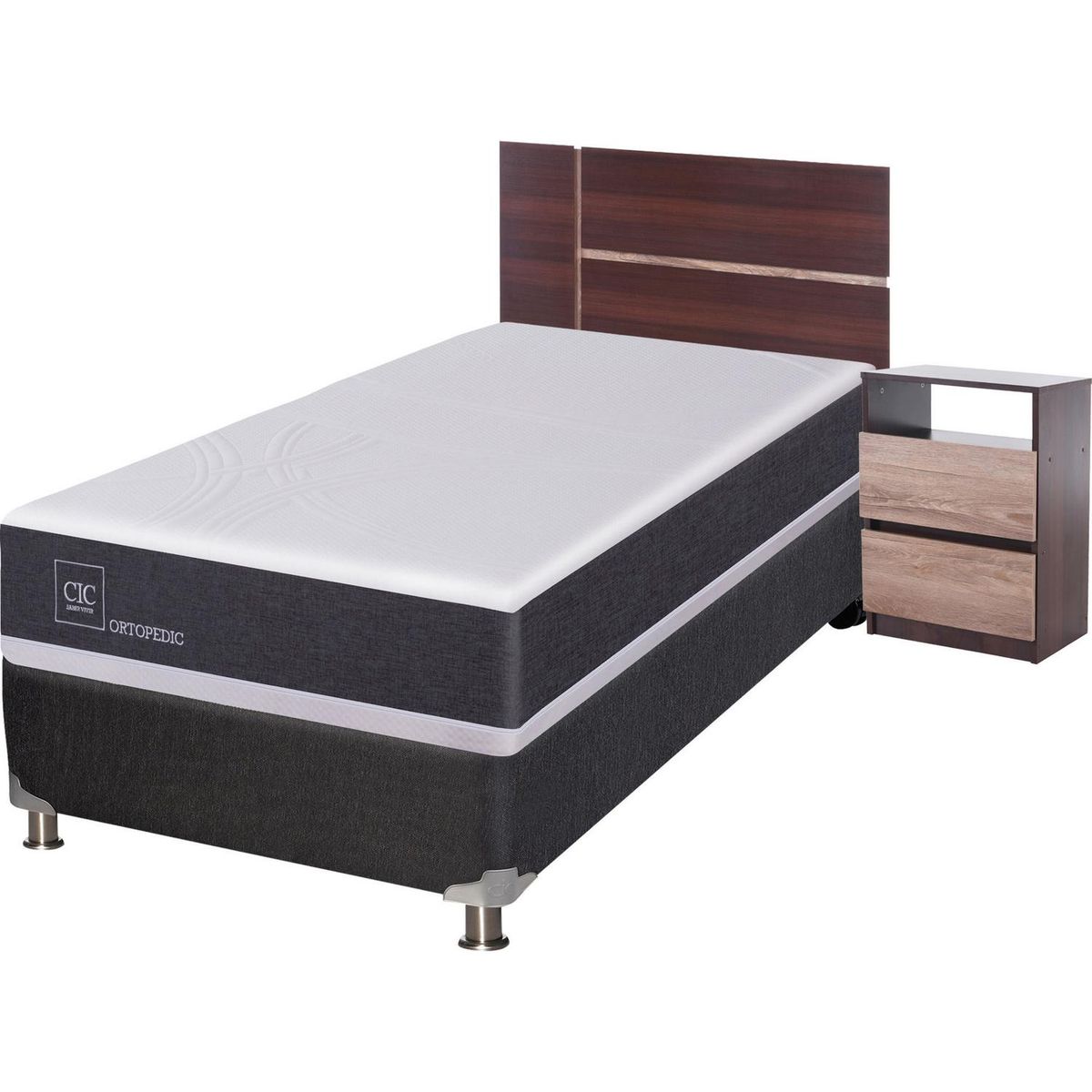 CIC - Box Spring New Ortopedic 1.5 plazas + muebles