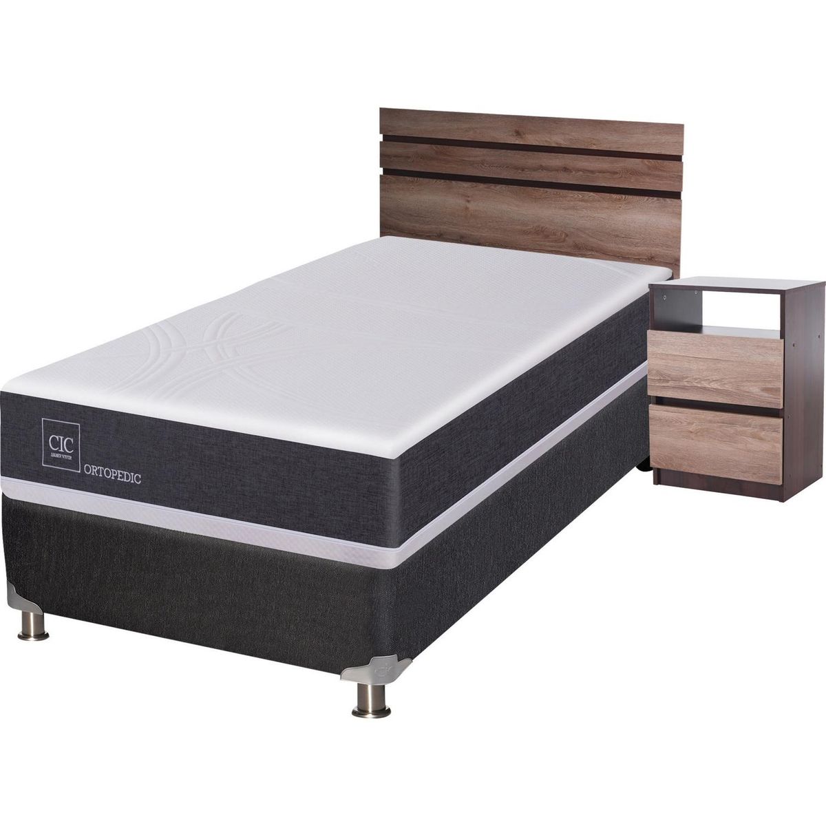 CIC - Box Spring New Ortopedic 1.5 plazas BN + muebles