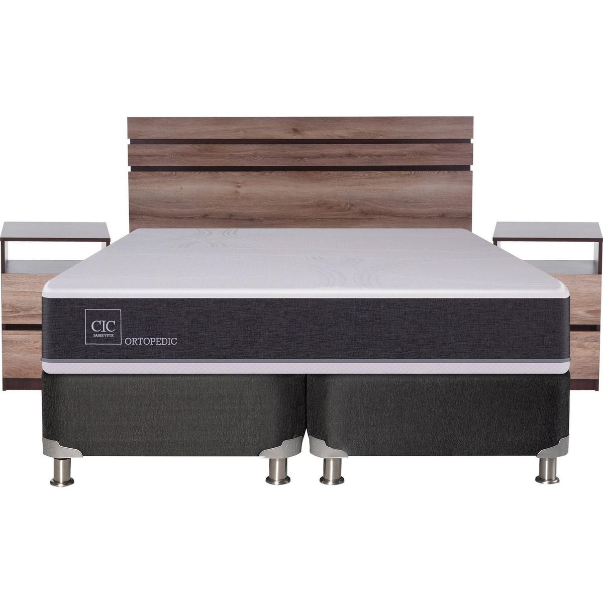 CIC - Box Spring New Ortopedic 2 plazas BD + muebles
