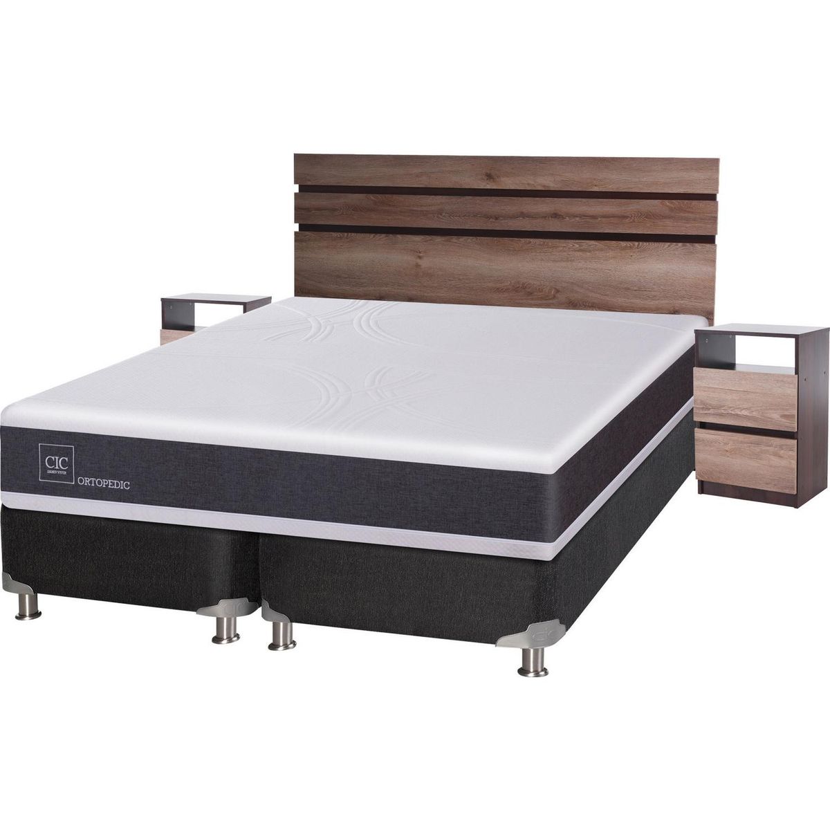 CIC - Box Spring New Ortopedic 2 plazas BD + muebles