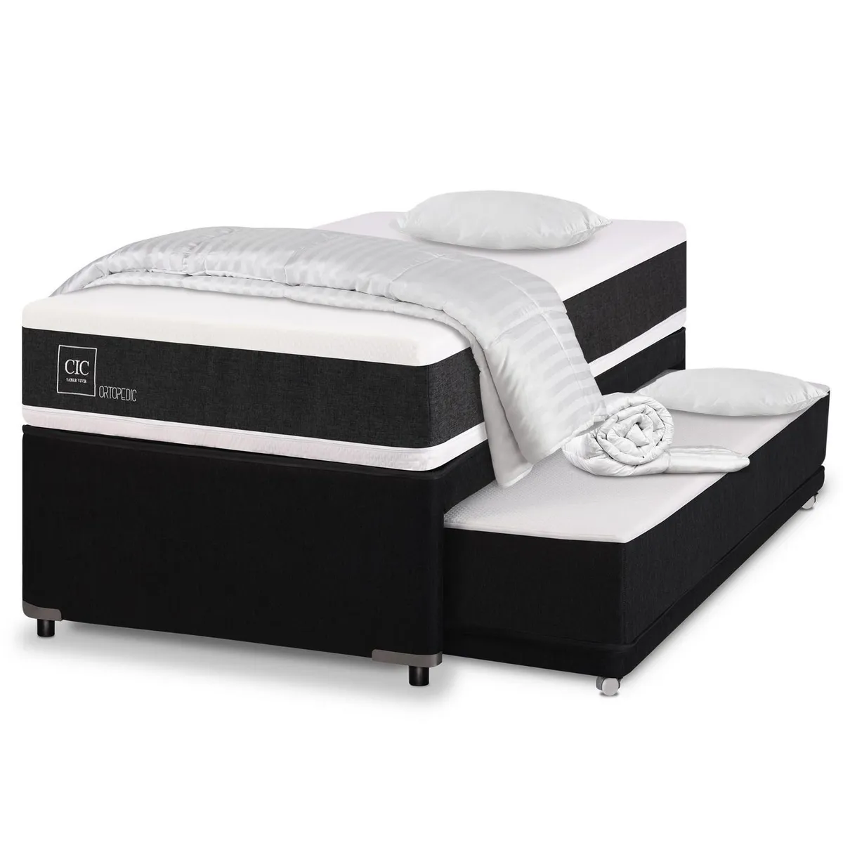 CIC - Divan Ortopedic Black 1.5 plazas + 2 almohadas + 2 plumones