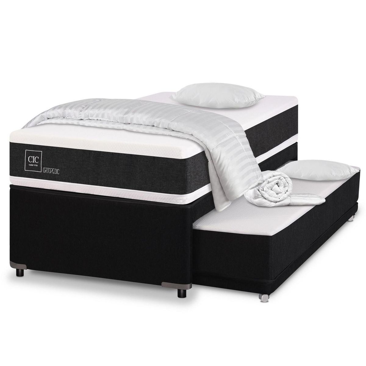 CIC - Divan Ortopedic Black 1.5 plazas + 2 almohadas + 2 plumones