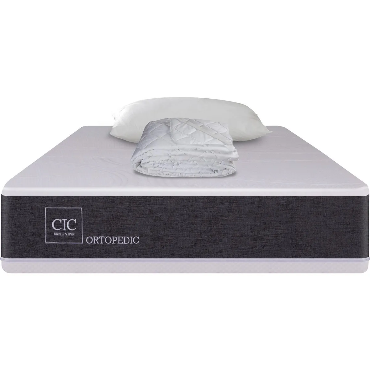 CIC - Colchon Ortopedic 1.5 Plazas + Almohada + Cubrecolchón