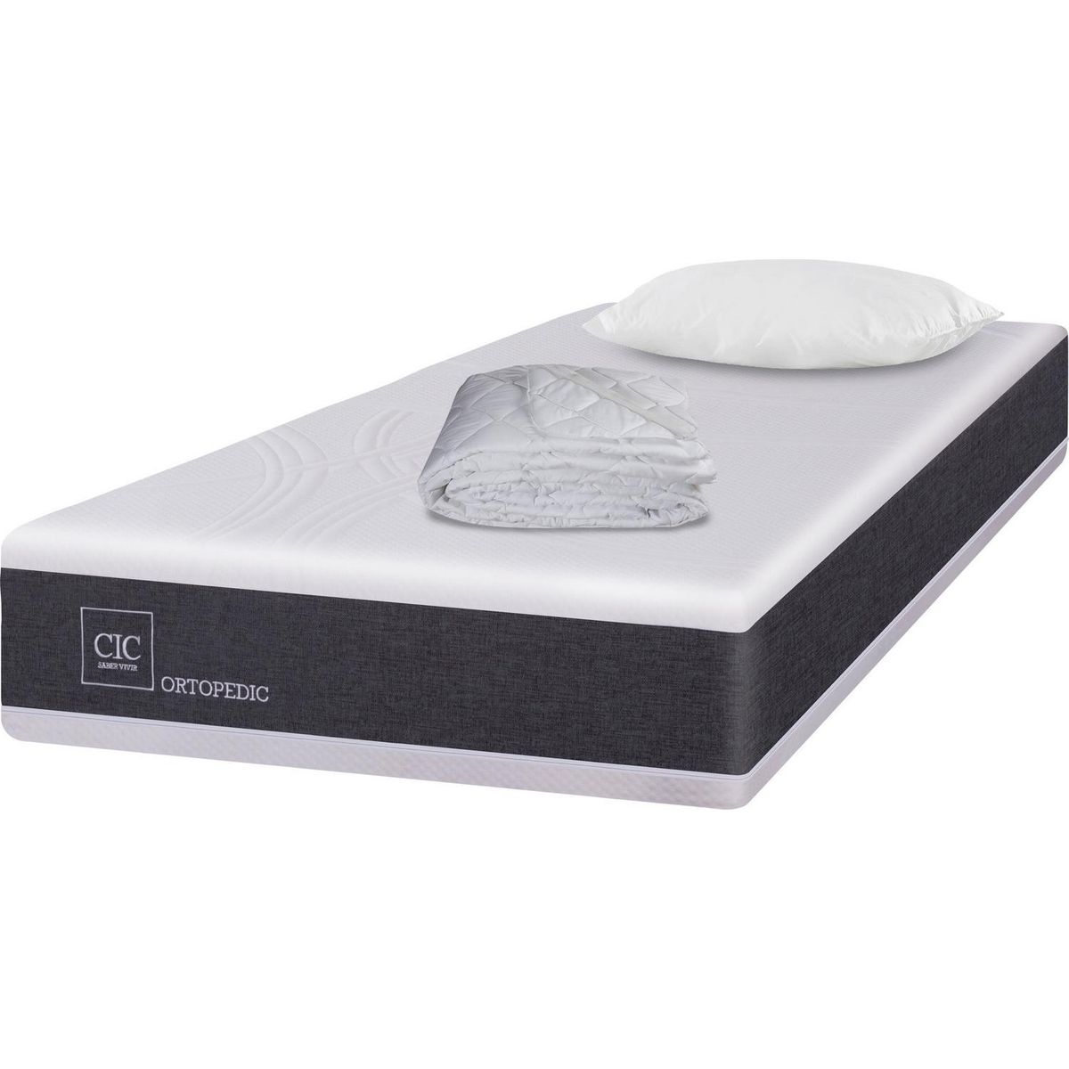CIC - Colchon Ortopedic 1.5 Plazas + Almohada + Cubrecolchón
